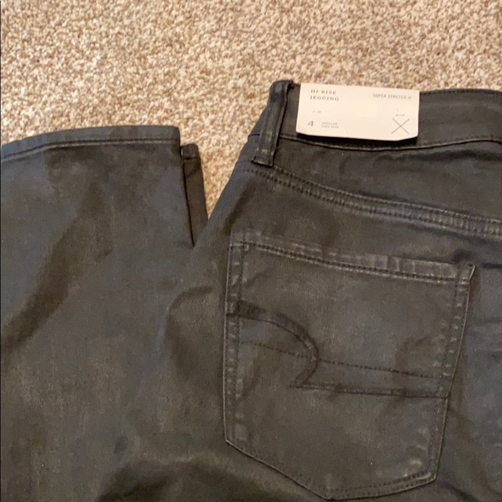 American Eagle Black Coated hi-rise jegging